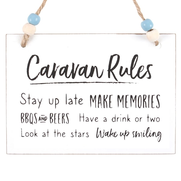 Something Different Caravan Rules Hängande Skylt En Storlek Vit/Svart/Brun White/Black/Brown One Size