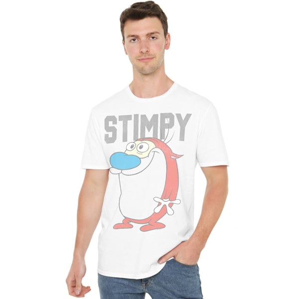 Ren & Stimpy Herr College T-Shirt L Vit White L