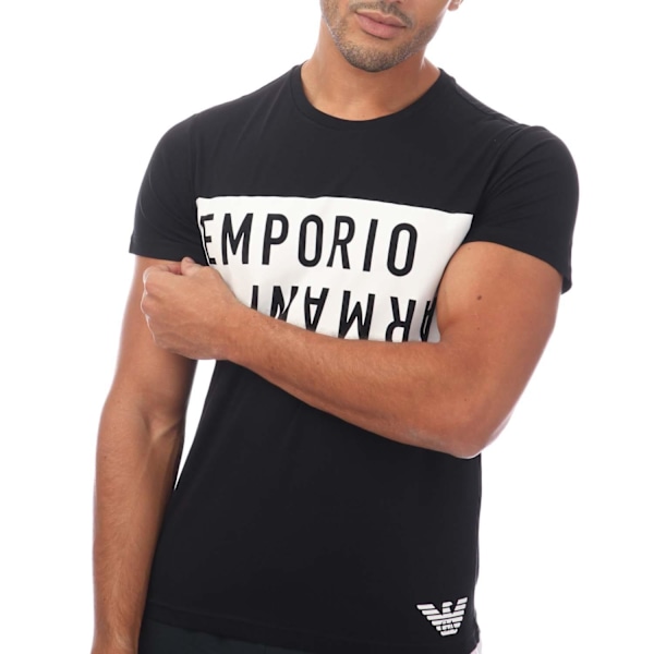 Emporio Armani Herr T-shirt med Rund Hals M Svart/Vit Black/White M