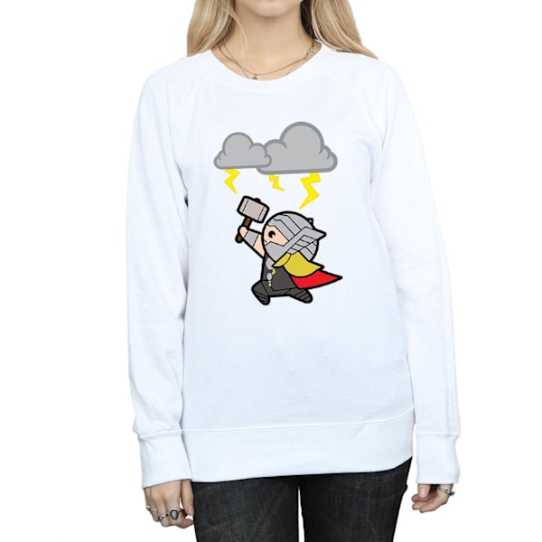 Marvel Dam/Damer Kawaii Thor God Of Thunder Sweatshirt M Vit White M