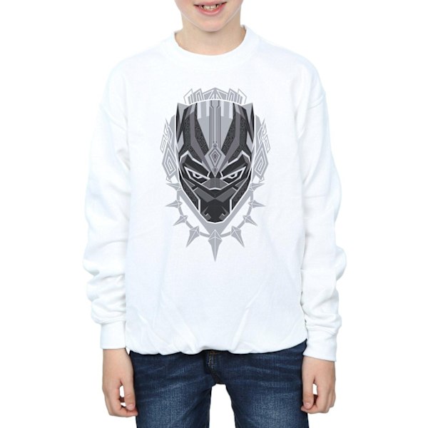 Marvel Boys Black Panther Head Sweatshirt 12-13 år Vit White 12-13 Years