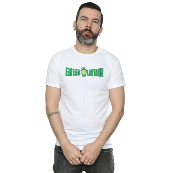 DC Comics Herr Grön Lykta Text Logotyp T-Shirt XXL Vit White XXL
