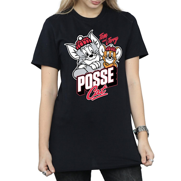 Tom And Jerry Dam/Damer Posse Cat Bomull Boyfriend T-Shirt Black S