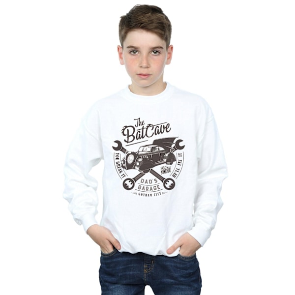 DC Comics Boys Batman Dad´s Garage Sweatshirt 7-8 år Vit White 7-8 Years