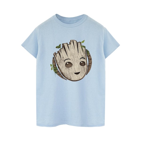 Marvel Dam/Kvinnor Jag Är Groot Trä Huvud Bomull Pojkvän T- Baby Blue L
