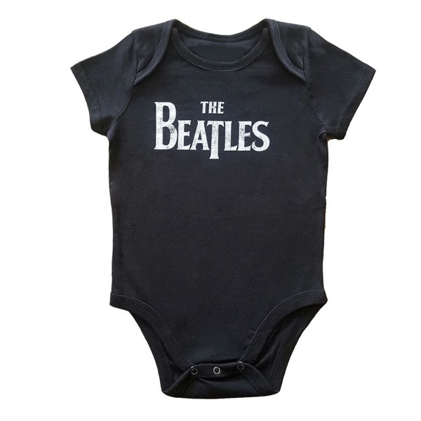 The Beatles Baby Drop T Logotyp Babygrow 24 Months Black Black 24 Months