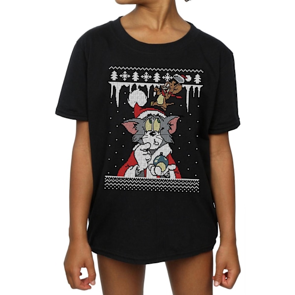 Tom And Jerry Girls Jul Fair Isle Bomull T-shirt 12-13 År Black 12-13 Years