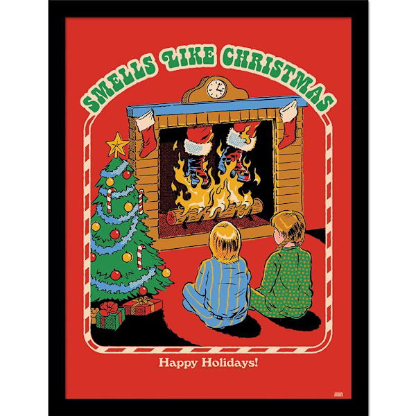 Steven Rhodes Smells Like Christmas inramad affisch 40cm x 30cm R Red/Green 40cm x 30cm
