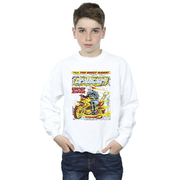 Marvel Boys Ghost Rider Chest Deathrace Sweatshirt 7-8 år Vit White 7-8 Years