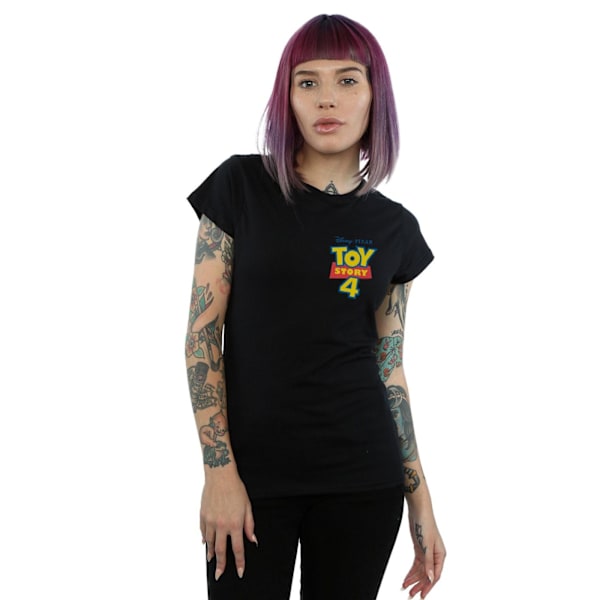 Disney Dam/Kvinnor Toy Story 4 Logotyp Brösttryck Bomull T-shirt Black M