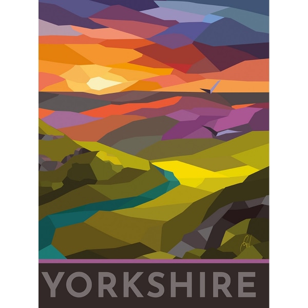 Georgina Westley Yorkshire målat glas inramat print 40 Multicoloured 40cm x 30cm