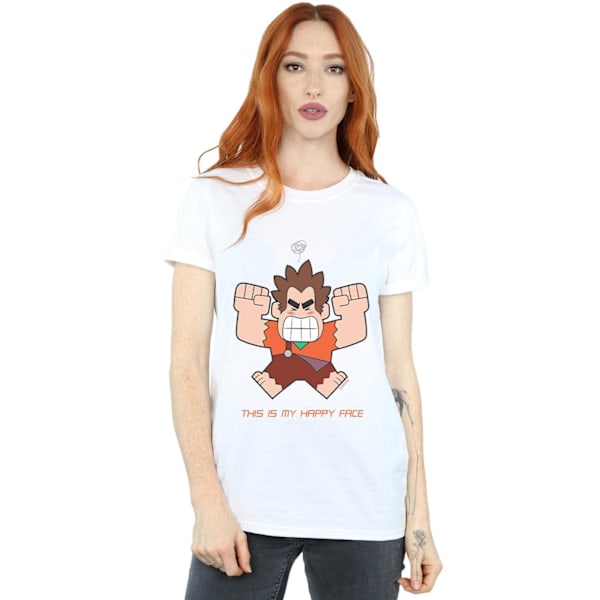 Disney Womens/Ladies Wreck It Ralph Happy Face Cotton Boyfriend White M