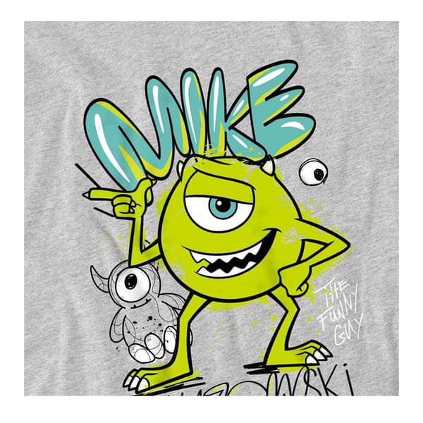 Monsters Inc Barn/Kids Mike Wazowski Graffiti Tröja 7 Athletic Heather 7-8 Years