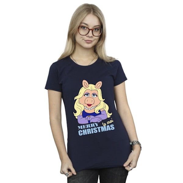 Disney Dam/Kvinnor Muppets Miss Piggy Queen of Holidays Cotto Navy Blue XL