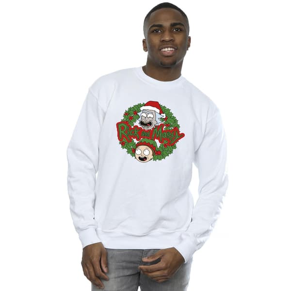 Rick And Morty Herr Julkrans Sweatshirt M Vit White M