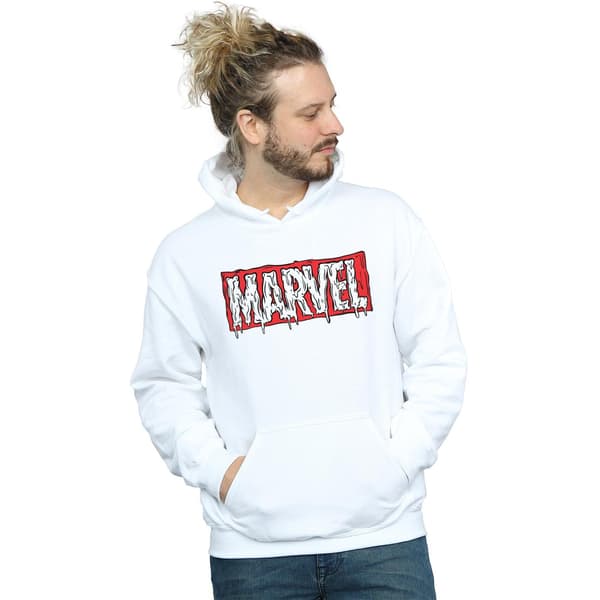Marvel Herr Drip Logo Hoodie 3XL Vit White 3XL