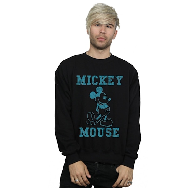 Disney Herr Mickey Mouse Distressed Kick Mono Sweatshirt M Svart Black M