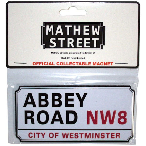 Rock Off Abbey Road NW London Skylt Präglad Kylmagnet En Storlek White/Black/Red One Size