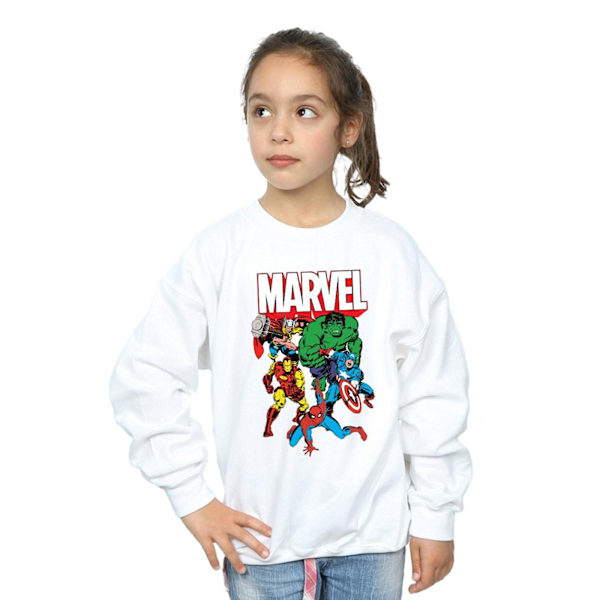 Marvel Girls Hero Group Sweatshirt 7-8 år Vit White 7-8 Years