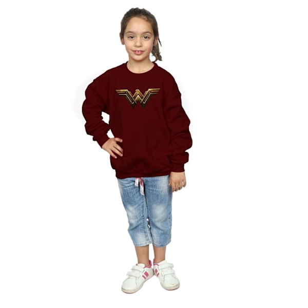 DC Comics Girls Justice League Movie Wonder Woman Emblem Sweatshirt Burgundy 7-8 Years