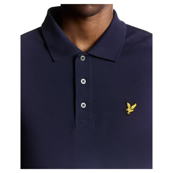Lyle & Scott Herrarnas Långärmad Pikétröja med Bröstlogga L Navy Blue L