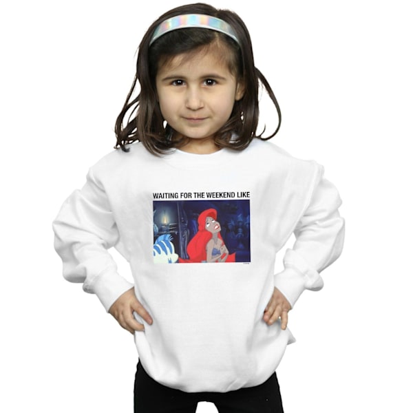 Disney Girls The Little Mermaid Väntar På Helgen Sweatshirt White 7-8 Years