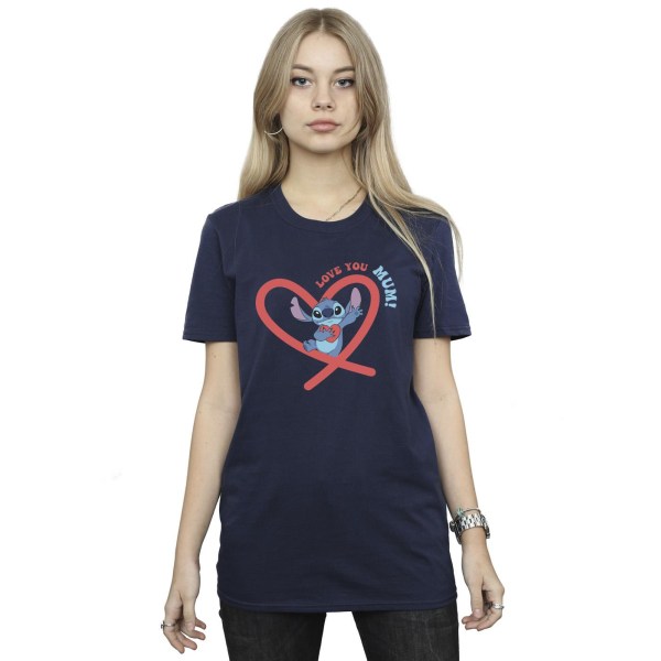 Disney Dam/Dam Lilo & Stitch Love You Mum Cotton Boyfrien Navy Blue 3XL