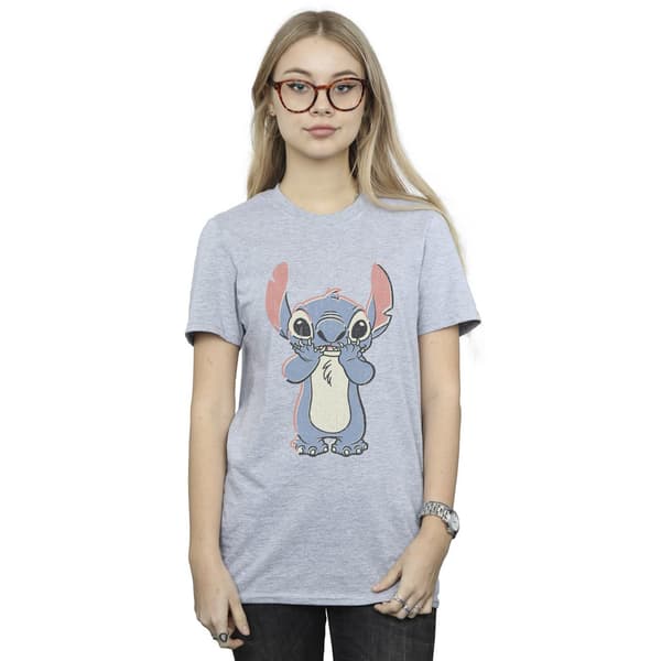 Disney Dam Lilo Och Stitch Stort Tryck Bomull Boyfriend Sports Grey M