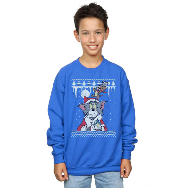 Tom And Jerry Pojkar Jul Fair Isle Sweatshirt 12-13 År R Royal Blue 12-13 Years