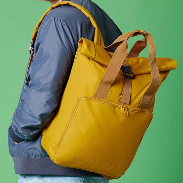 Bagbase Roll Top Återvunnen Twin Handle Laptop Ryggsäck One Size Mustard Yellow One Size