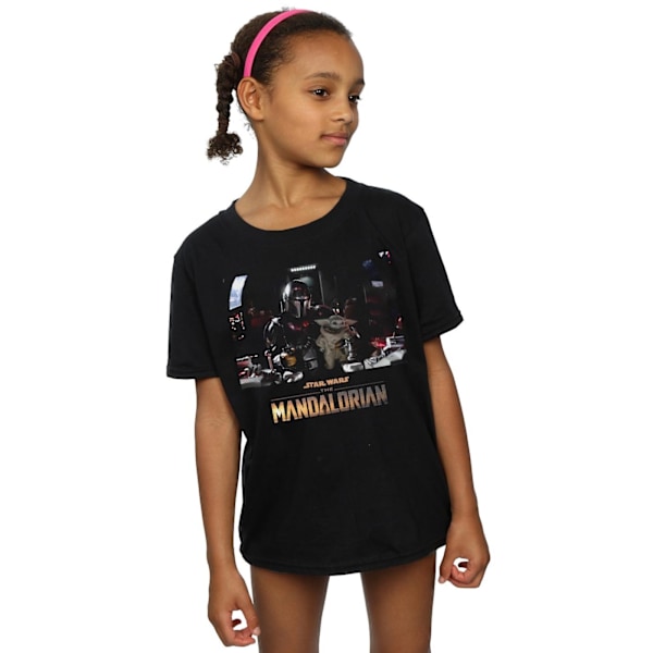 Star Wars Girls The Mandalorian Child On Board Bomull T-shirt 3 Black 3-4 Years