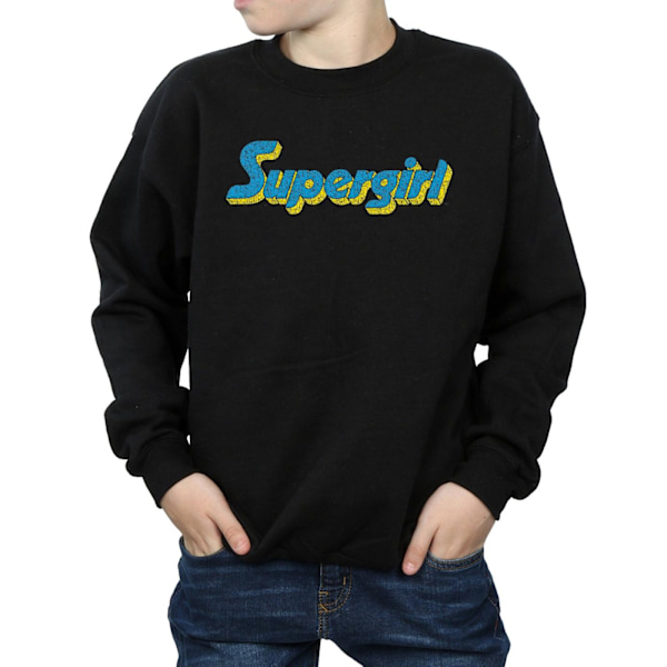 DC Comics Boys Supergirl Crackle Logo Sweatshirt 9-11 år Bla Black 9-11 Years