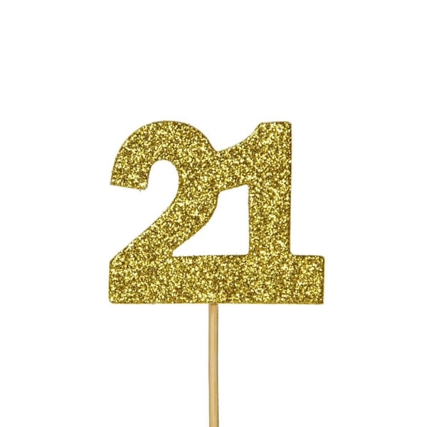 Årsdagshus Glitter 21:a Födelsedagstårta Topper (Paket med 12 Gold One Size