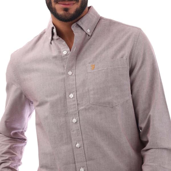 Farah Herr Slim Button-Down Skjorta L Oxblod Oxblood L
