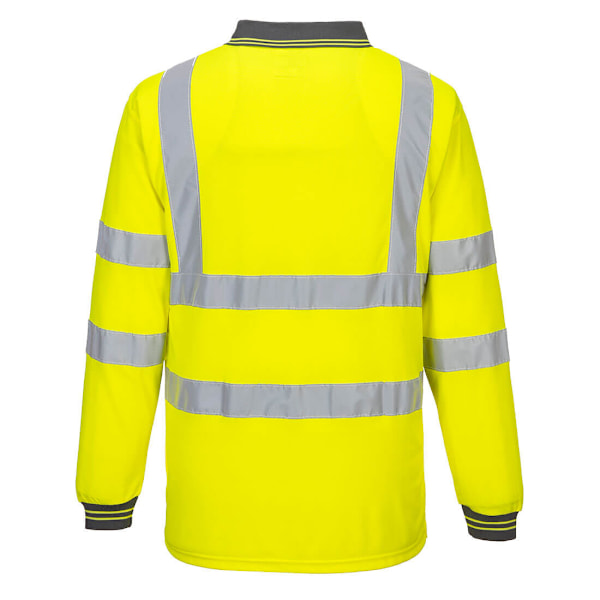 Portwest Herr S277 Hi-Vis Långärmad Poloskjorta 4XL Gul Yellow 4XL