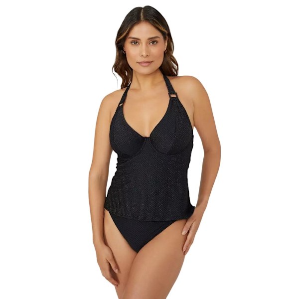 Underbar dam/dam Sparkle opolstrad tankini topp 32GG svart Black 32GG