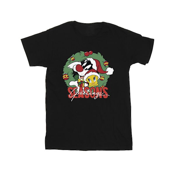 Looney Tunes Girls Seasons Greetings Bomull T-shirt 7-8 år B Black 7-8 Years