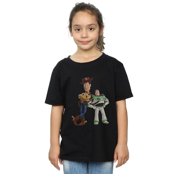 Disney Girls Toy Story Buzz And Woody Standing Bomull T-Shirt 9 Black 9-11 Years