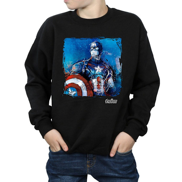 Marvel Boys Captain America Art Sweatshirt 12-13 år Svart Black 12-13 Years