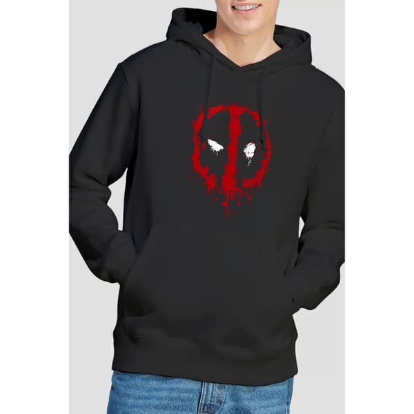 Marvel Herr Deadpool Målad Logotyp Hoodie S Svart Black S
