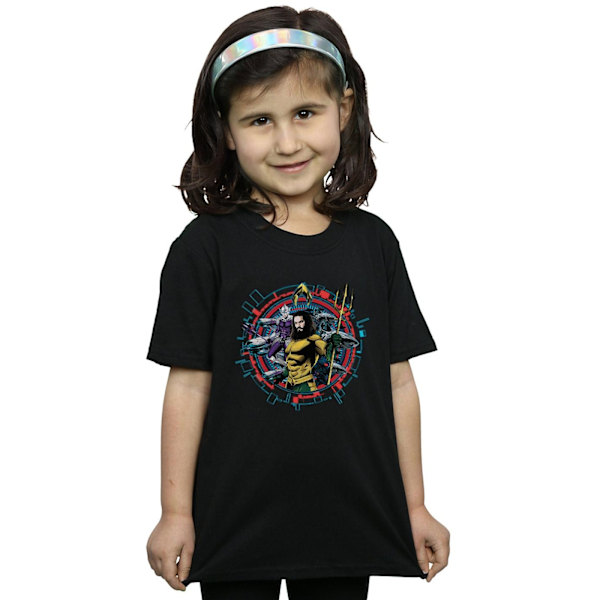 DC Comics Girls Aquaman Circular Crest Bomull T-shirt 12-13 År Black 12-13 Years