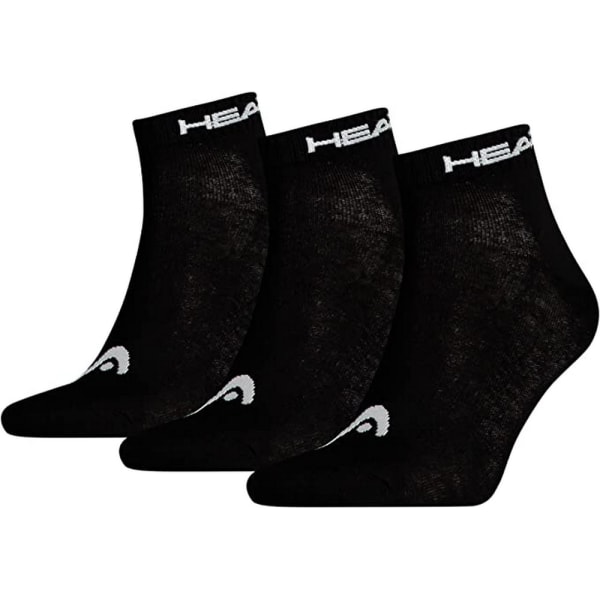 Head Mens Quarter Socks (Pack med 3) 2,5 UK-5 UK Svart/Vit Black/White 2.5 UK-5 UK