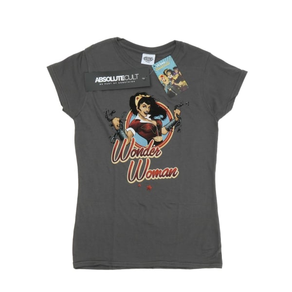 Wonder Woman Dam/Damer Bombshells Badge Heather T-Shirt XL Charcoal XL