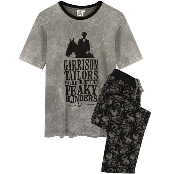 Peaky Blinders Herr Lång Pyjamas Set Grå/Svart Grey/Black L