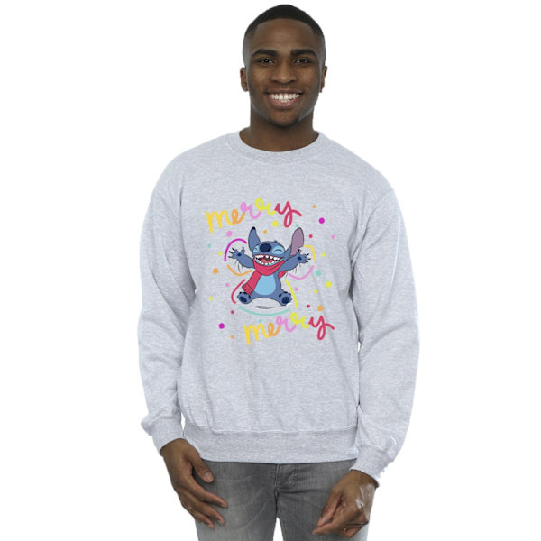 Disney Herr Lilo & Stitch Merry Rainbow Sweatshirt 5XL Sports G Sports Grey 5XL