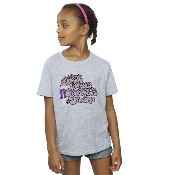 Willy Wonka Girls Dreamers Text Bomull T-shirt 3-4 År Sport Sports Grey 3-4 Years