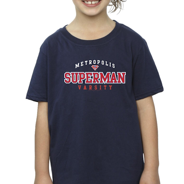 DC Comics Girls Superman Metropolis Varsity Bomull T-shirt 9-11 Navy Blue 9-11 Years