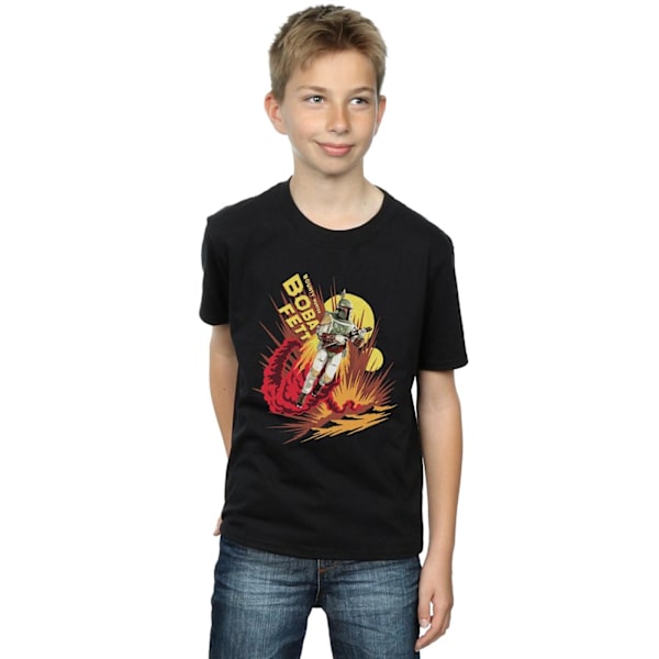 Star Wars Boys Boba Fett Raketdriven T-shirt 12-13 år Svart Black 12-13 Years