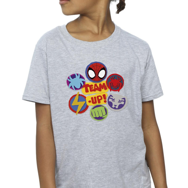 Marvel Girls Spidey And His Amazing Friends Team Up Bomull T-shirt Sports Grey 3-4 Years