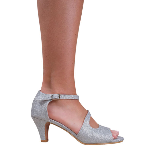 Var kommer det ifrån Dam/Dam Beatrice Glitter Kitten Heel Sh Silver 3 UK